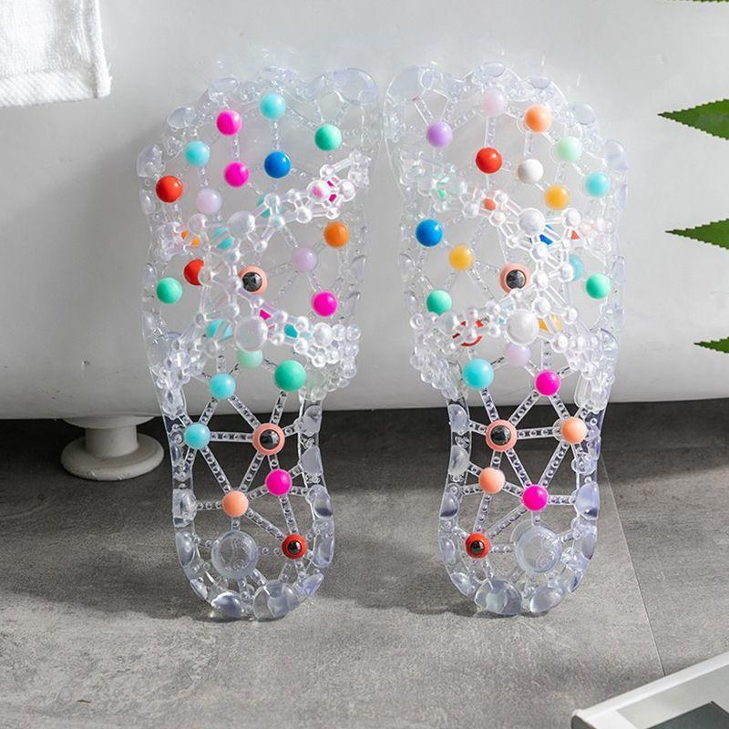 Summer Women's Bathroom Slippers, Hollow Non-Slip Indoor Shower Slippers, Quick Dry Leakage Home Dormitory Slippers with Foot Massage Sole