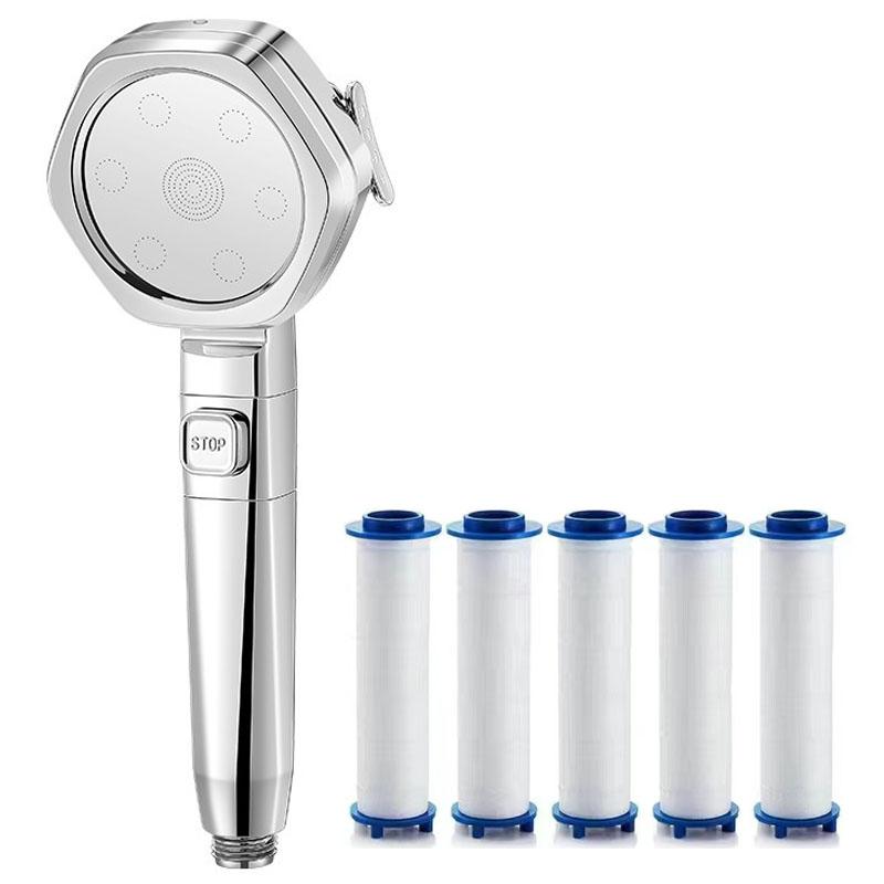 Showerhead four speed adjustment filter for shower knobs One click water stop bathroom accessories replete heads showers parts