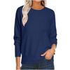 Women's Fashion Round Neck Pullover Sweater Casual Versatile Solid Color Knit Top