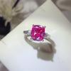 Women's 3 Carat Pink Pillow Cut Moissanite Ring - Luxury Fashion Exaggerated Pink Diamond, European/American Design