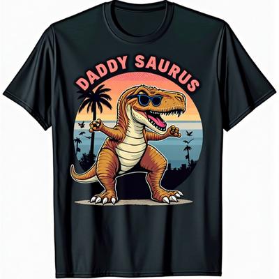 DADDYSAURUS Fashion Glasses TRex Dinosaur Funny Dad Gift TShirt 100 Cotton ONeck Short Sleeve Summer Casual Mens Tshirt