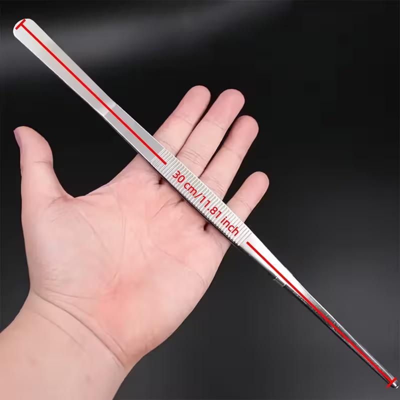 30CM Nerezové pinzety s protiskluzovou rukojetí | Rovný/Zakřivený hrot pro opravy elektroniky, rybaření, řemesla