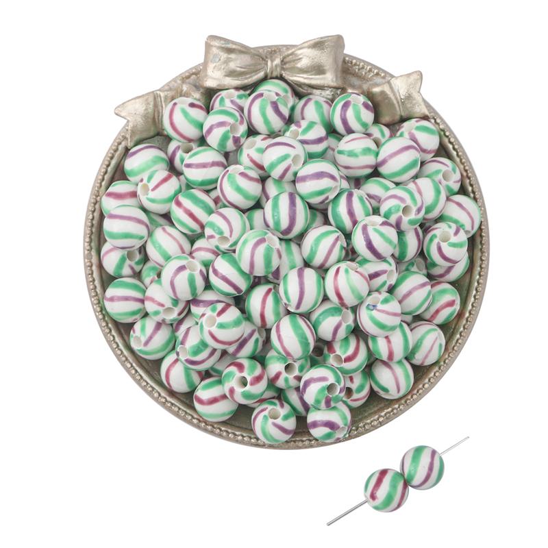 2 Stück handgefertigte Keramik-Porzellanperlen, gestreift, handbemalt, runde Perlen, Abstandshalter für DIY-Halskette, Armband, Schmuck, Bastelzubehör