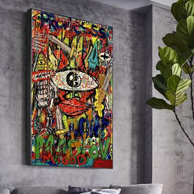 Abstrakte Graffiti Hip Street Alternative Kunst Leinwand Augen Junge Farben Cooles Luxus Kunstwerk Cartoon Wand Wohnzimmer Home Bilder Dekoration