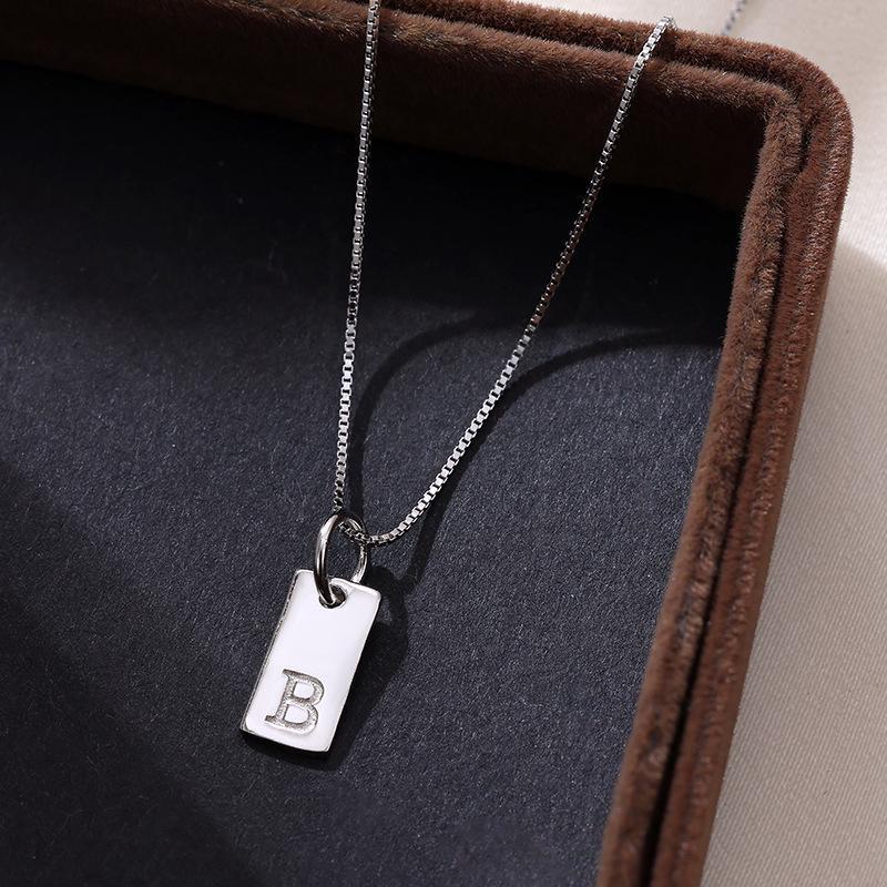 Banyan Tree Sterling Silver Square Letter Pendant Necklace