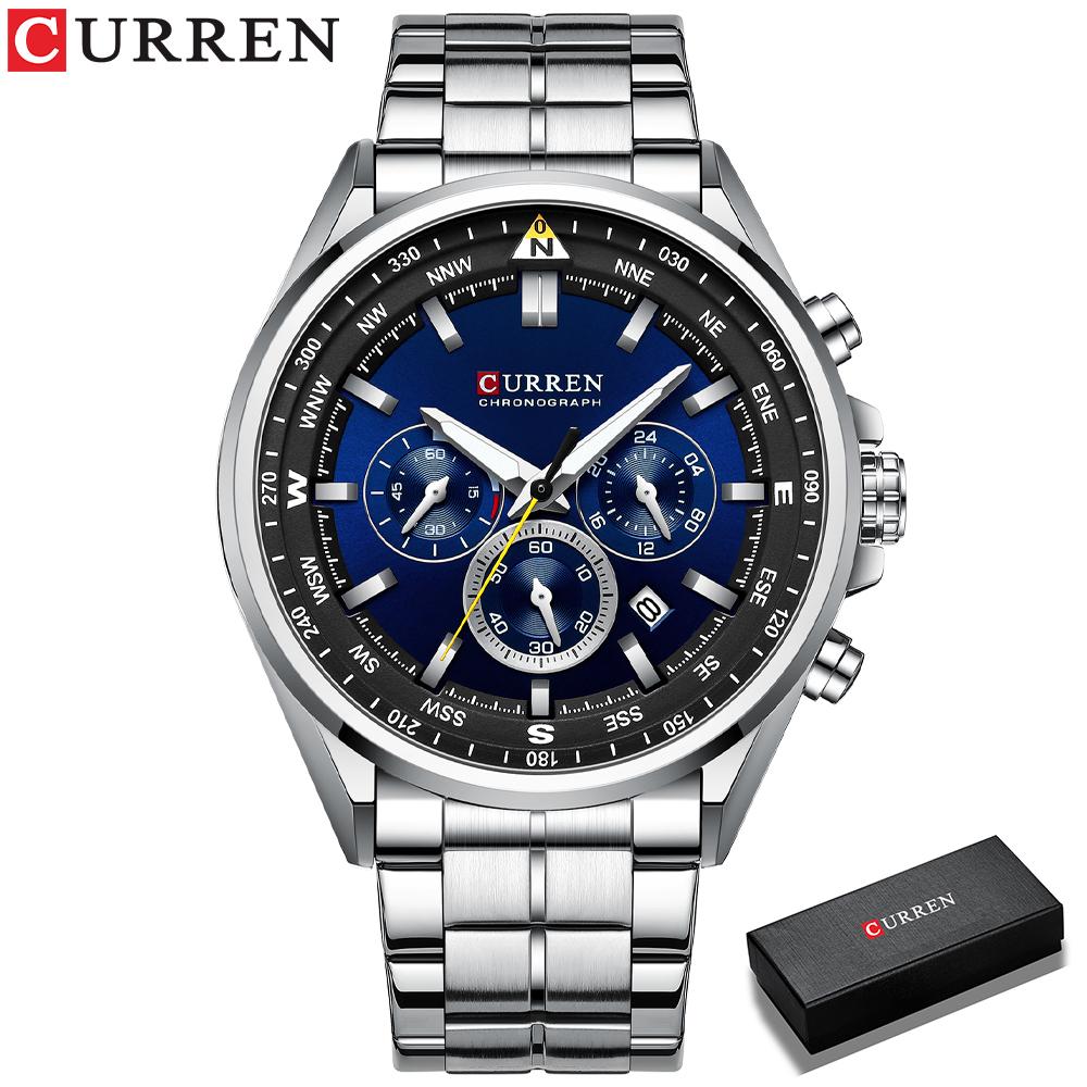 CURREN Luxury Wrist Watches for Men Stainless Steel Quartz Wristwatches with Chronograph Casual Sport Clock 8399 erkek kol saati