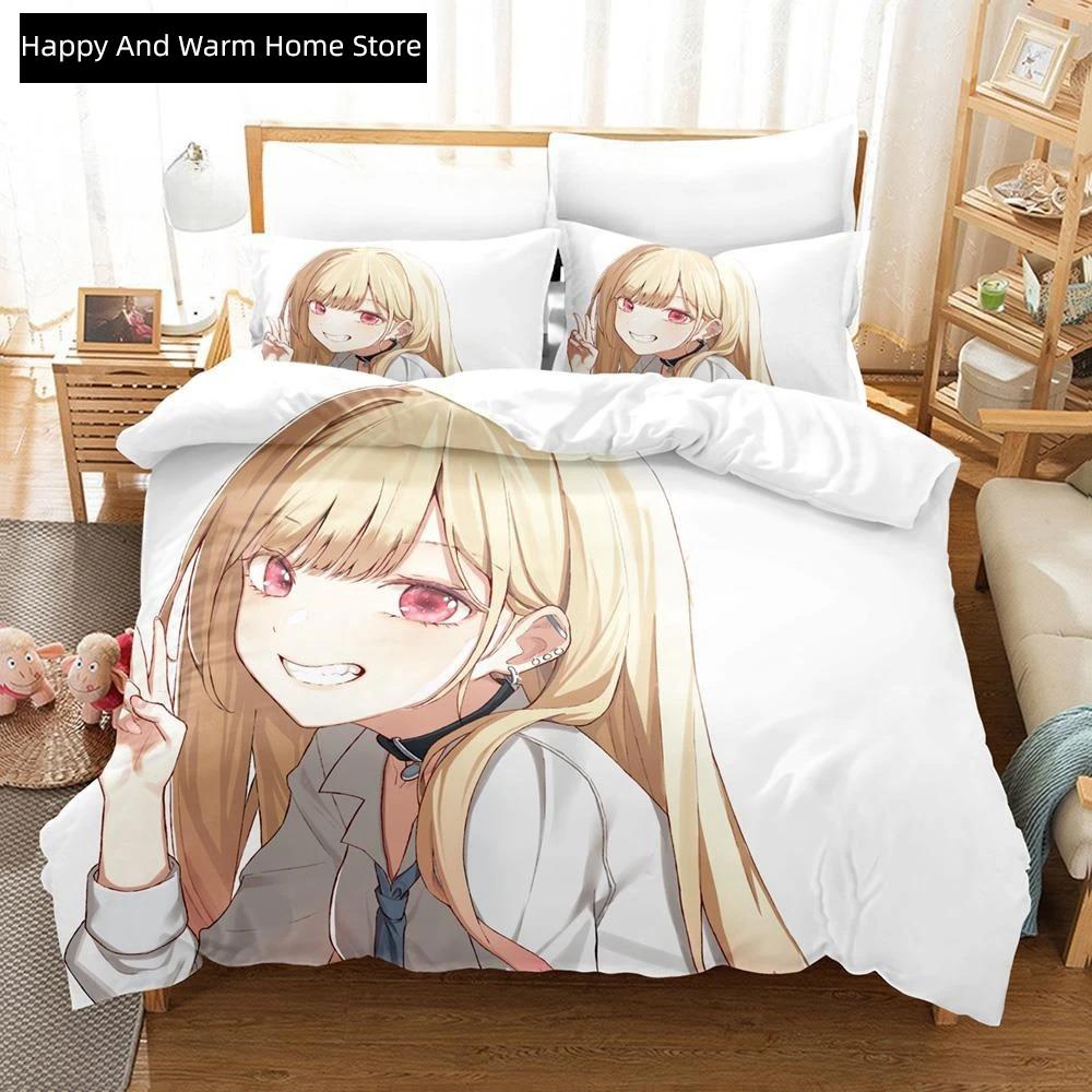 Anime My Dres-Up Darling Beding Set Single Twin Ful Quen King-Sized Dimensionsd Dimensions Bed Linen Set Adult People Young Boys Bedrom Duvet Cover