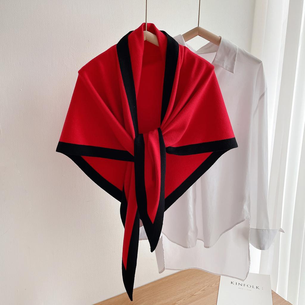 Autumn and Winter Fashion New Women's Neck Wrap Wool Blended Triangular Shawl Female Thickened With Knitted Warm Shoulder