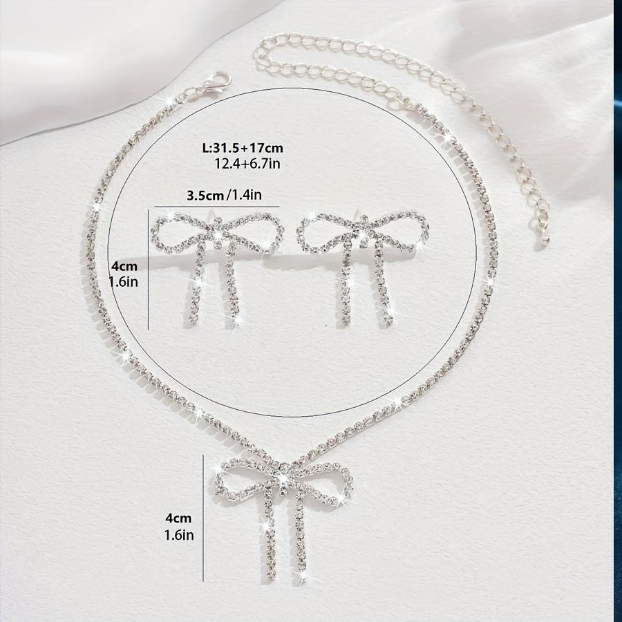 Elegant And Rhinestone Bow Necklace Earring Set Shining Claw Chain Suitable For Parties And Gifts Fashion Accessories For All Seasons