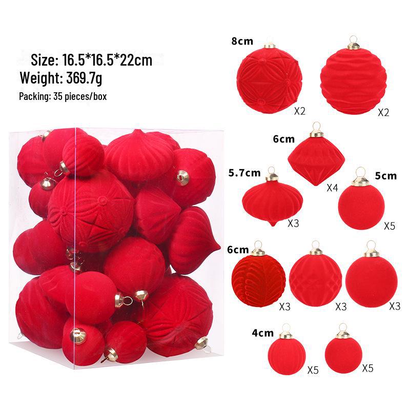 

Изысканный набор из 35 флокированных рождественских шаров с подарочной коробкой