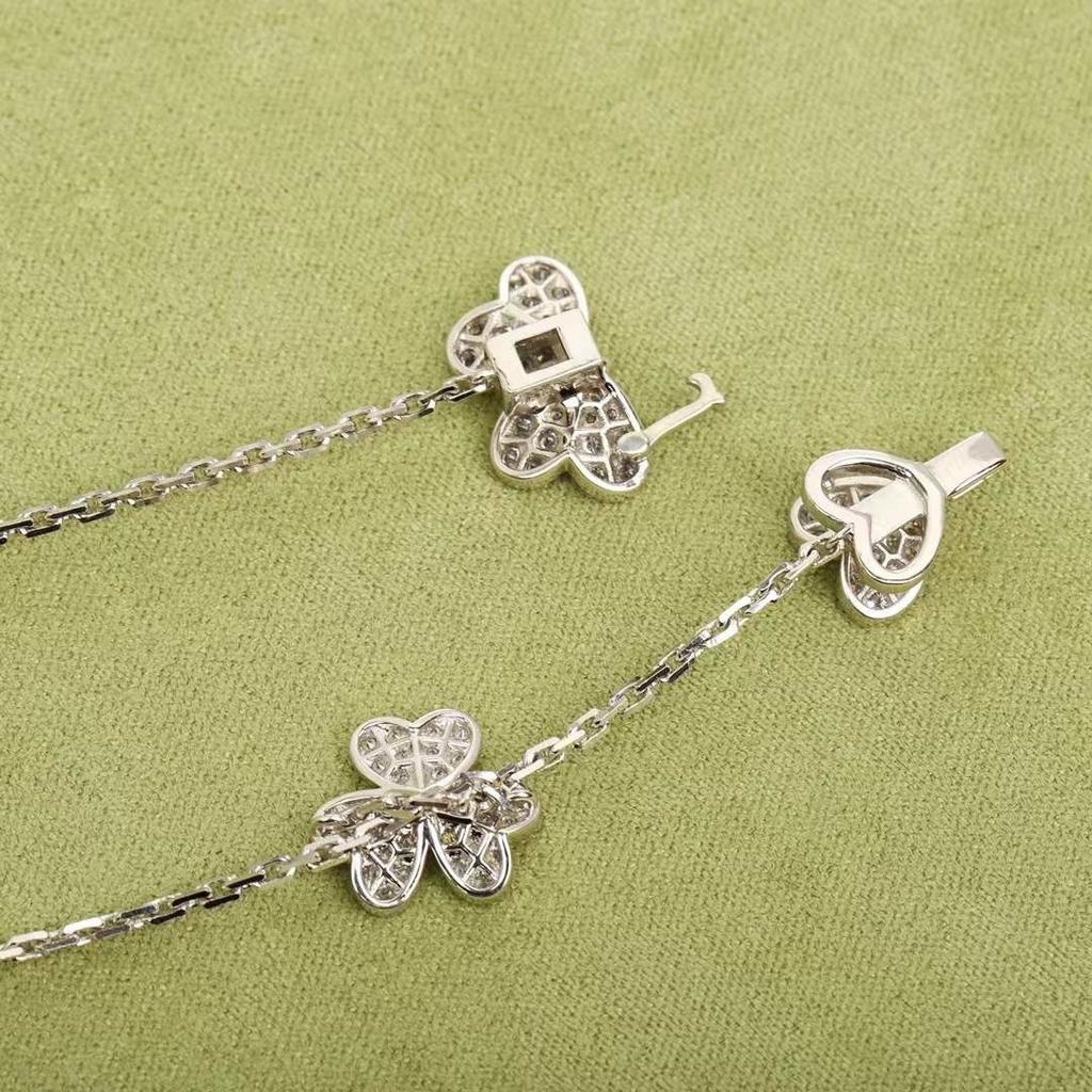 New Hot Brand Vintage Necklace Luxury Jewelry For Women Romantic Clover Fortunately Wedding Charms Pure 925 Sliver Necklaces