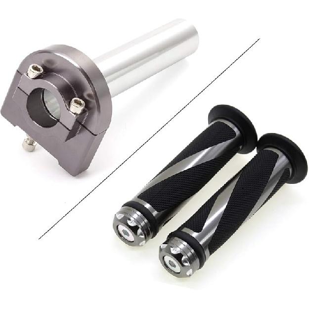 Krace Motorcycle 7/8" Handle bar Hand Grips with Anodized CNC Quick Twist Throttle Tube Motorized Lever Control Fit for Most Scooter Sportbikes ATV
