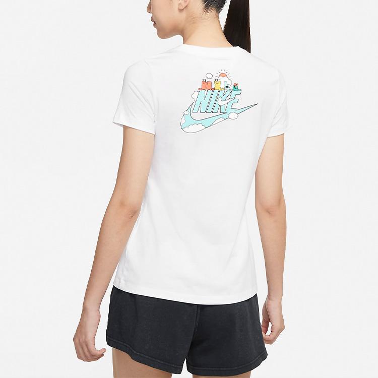 Nike Logo Letter Print Loose Crew Neck Short Sleeve T-Shirt Women Tops White DJ6296-100