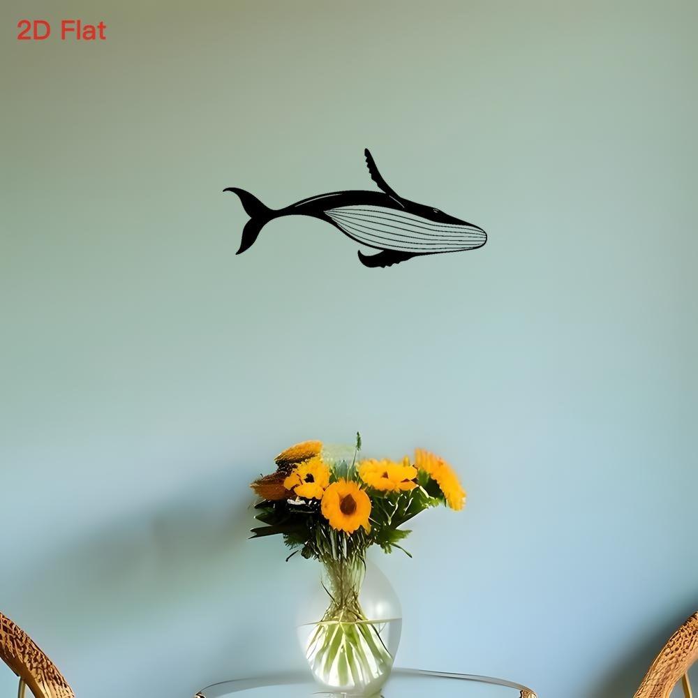 

2D Flat Majestic Whale Iron Wall Art Laser Cut Tail Body Design Marine Nautical Decor for Bedroom Office Coastal Spaces 12in