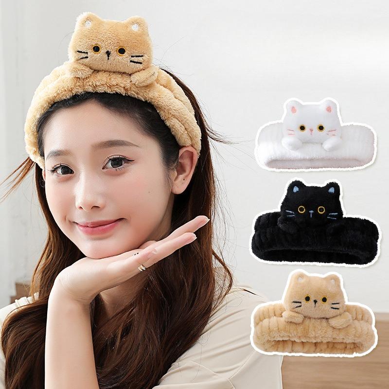 Cat Hair Band, Face Wash Headband, Girls' Makeup Remover Hair Cover, Flannel Postpartum Headscarf, Anti-slip Hair Band, Hair Tie
