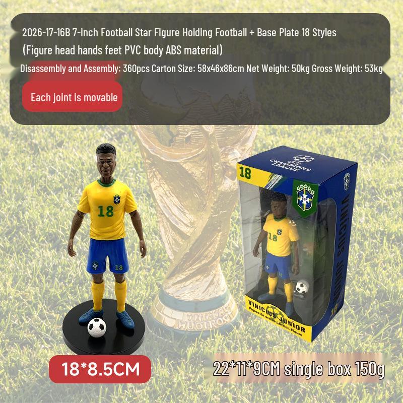 2026 World Cup Soccer Stars Figurines: CR7, Messi, Neymar, Mbappé Dolls