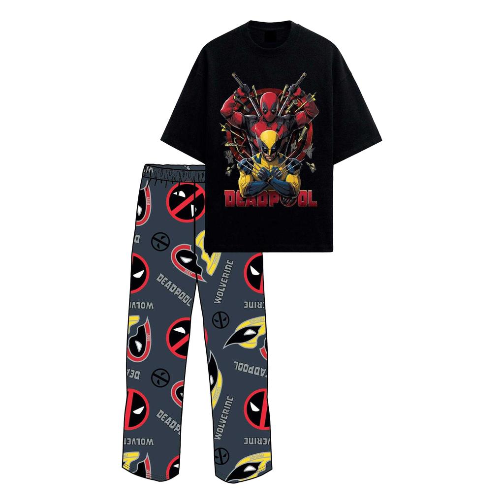 Deadpool & Wolverine Men's Action Pose Cotton Pyjama Set