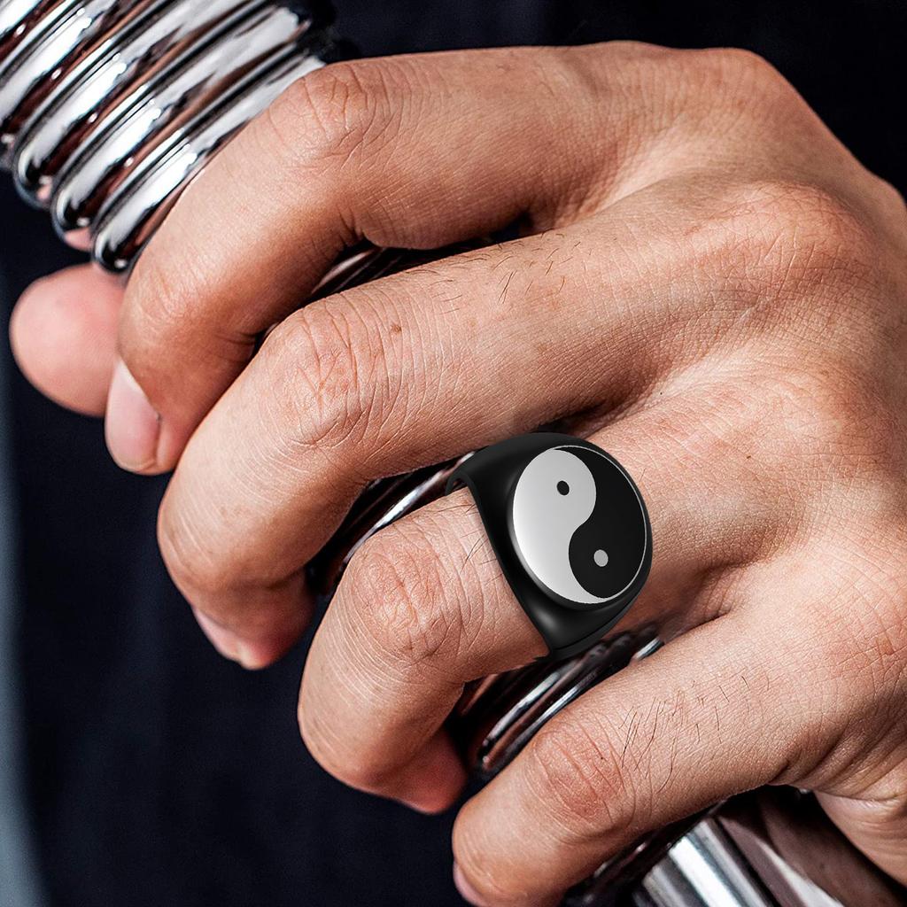 National Trend Ink Style Ins Gossip Simple 17MM Round Men's Ring Retro Fashion Trendy Man