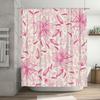 Pink Floral Shower Curtain: White Flower Bath Rug Decor for Bathroom Waterproof 3D Printing Home Decoration (Size Custom)