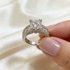 Luxurious Fashion CopperColor Wedding Rings for Women Exquisite Inlaid with White Zircon Party Engagement Ring Jewelry