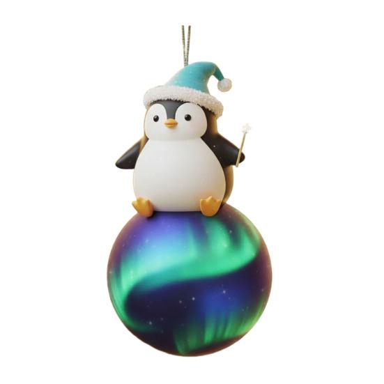 

Christmas Animal Ornament 2D Acrylic Wildlife on Ball Hanging Ornaments for Winter Xmas Tree Home Party Decor F