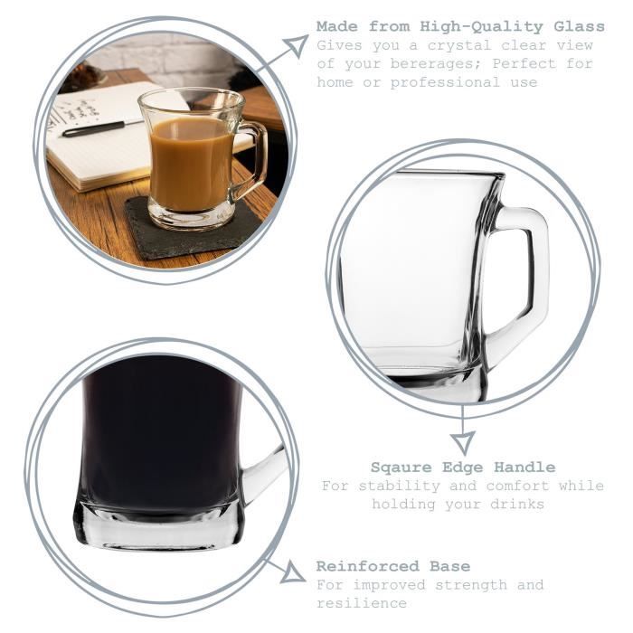 Kaffeetasse - lav - Set 6 Stück - klares Glas - moderner Stil - 225ml