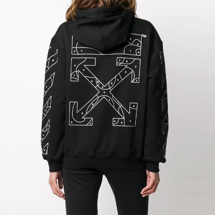 Off-White Ss21 Pattern Print Loose Hoodie Women Tops Black OWBB032S20FLE0031001