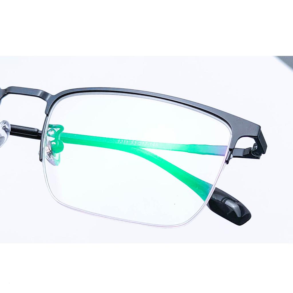 Men'S Steel Leather Business Titanium Magnetic Glasses Frame Eyebrow Half Frame Brushed Myopia Glasses Frame Alloy Myopia City