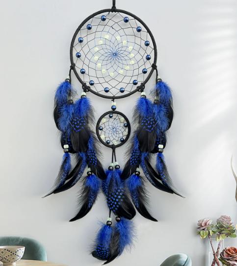 Luminous dreamcatcher feather wind chimes