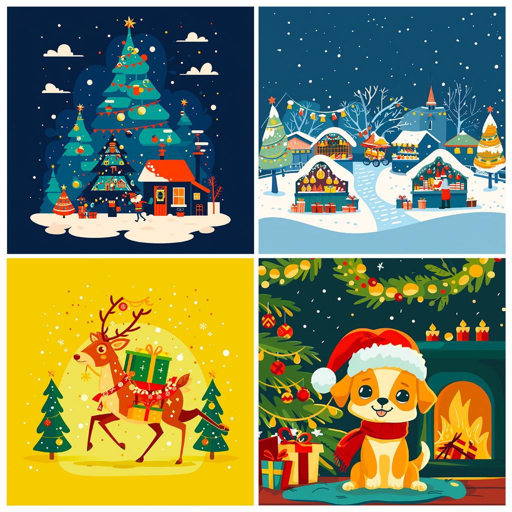 12 Christmas Day Theme Material Paper Cards, Ventilated Graffiti Cutting Diy Decorative Material Paper