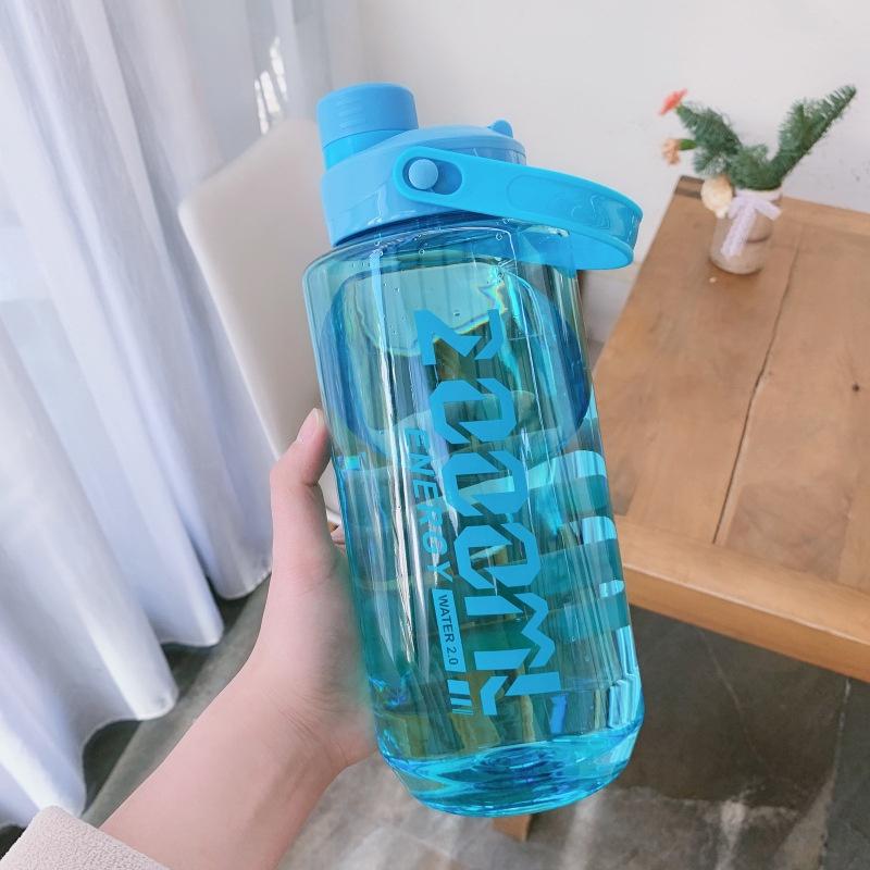 

Large Capacity Plastic Cup Water Bottle With Handle Outdoor Indoor Adults Sports 1500ml зелёный