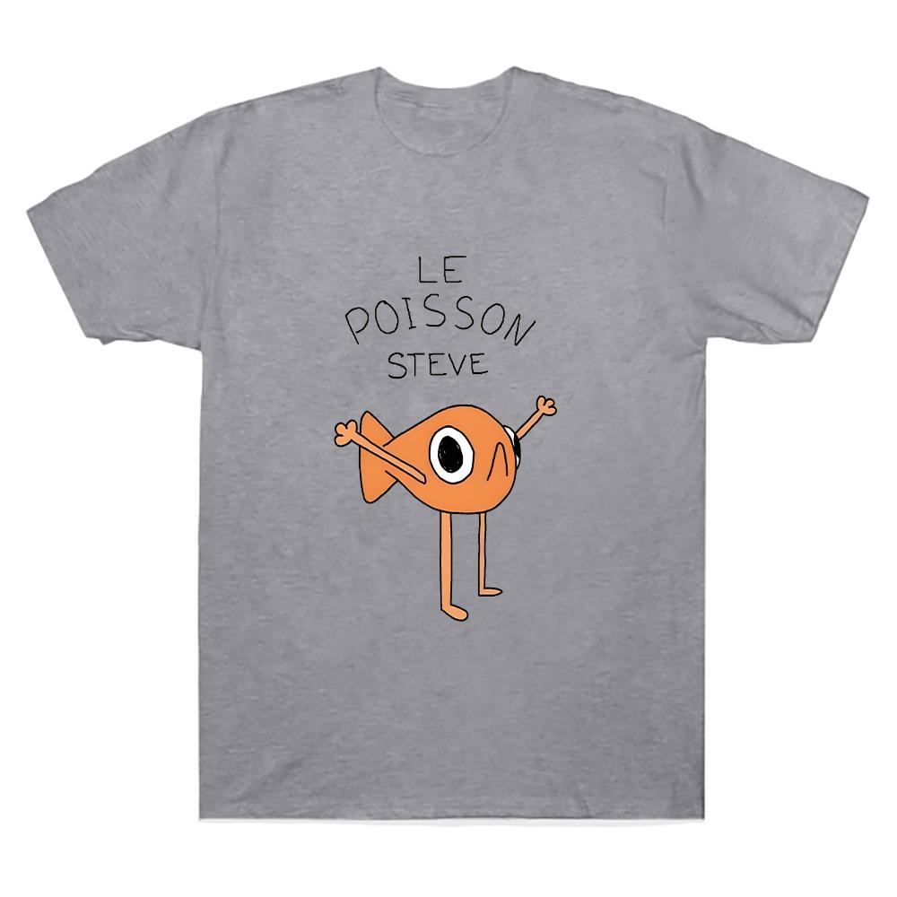 Lustiger Fisch Le Poisson Steve T-Shirt Memes Cartoon-Druck Tops Baumwolle Merch Mode Kurzarm Rundhals T-Shirt Unisex Y2K Kleidung