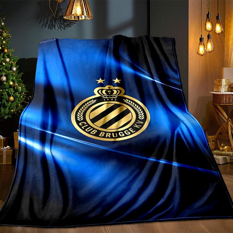 Coperta con Stemma FC Brugge Leggera Ideale per Letto Perfetta per Viaggi, Campeggio, Soggiorni, Uffici, Divani, Regalo di Natale per tifosi