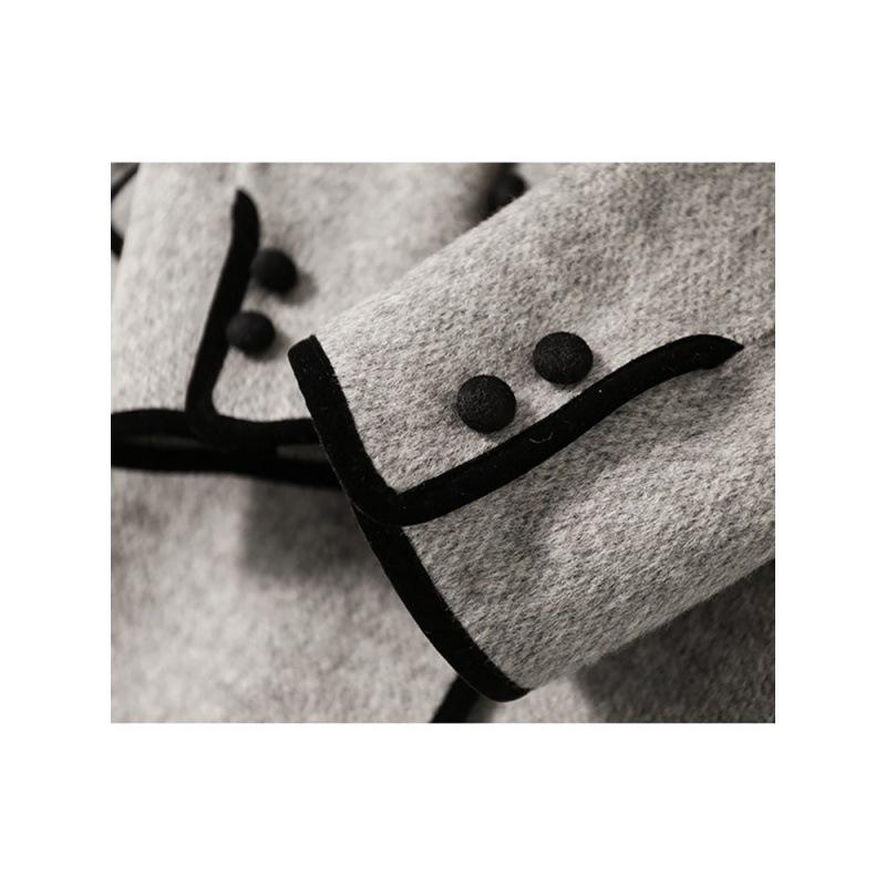 2024 Autumn/Winter Double-Faced Wool Coat: Crisp Collar and Contrast Color Design