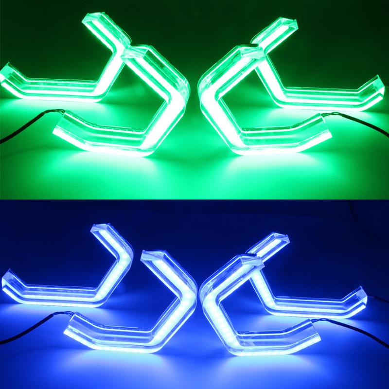 2 buc LED Hexagonal Angel Eye RGB Semnalizator Lumini de Zi Bluetooth App Pentru Faruri Auto 60/70/80/90mm.
