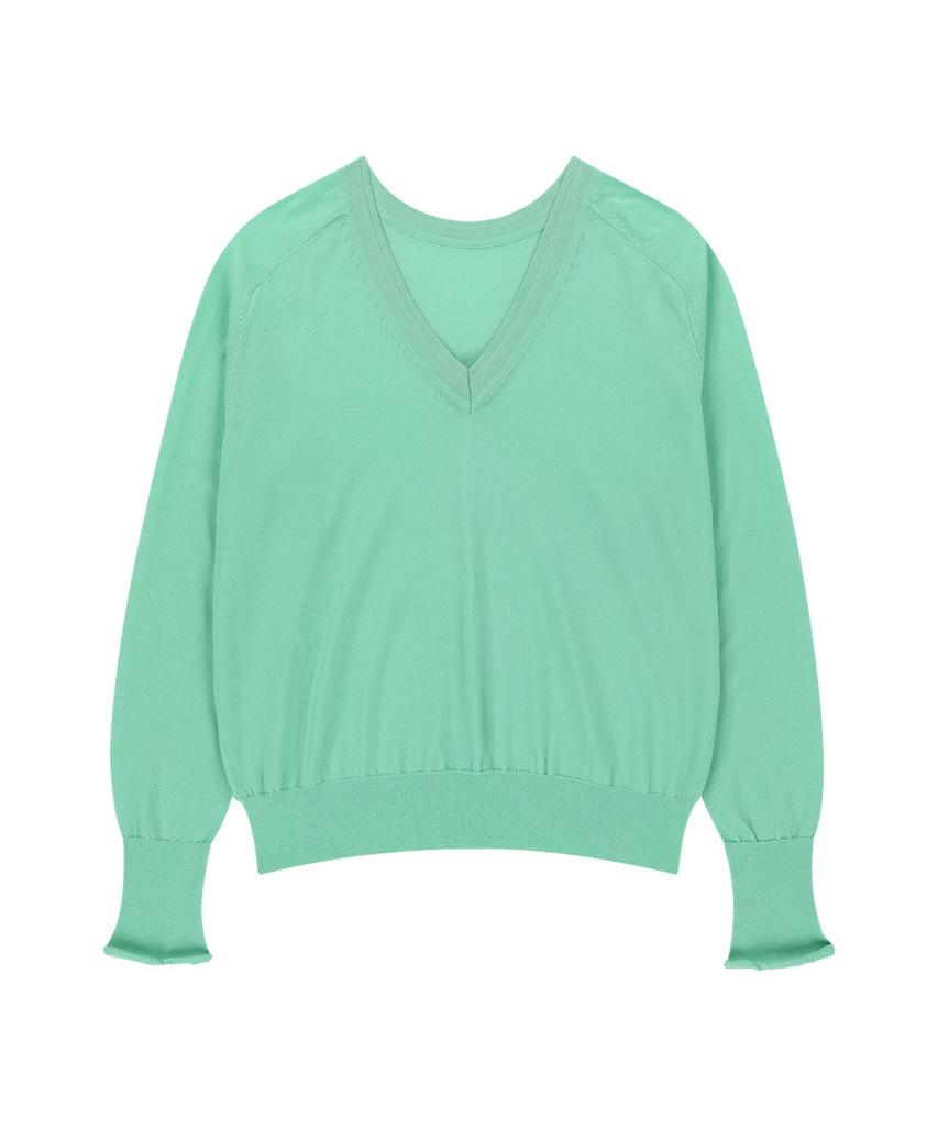 MAGGIE Shiny V-Neck Pullover (Mint)