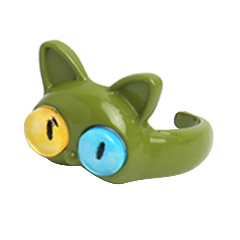 Funny Green-Monster Ring Hairpin Cool Two Color Cat-Eye Open Couples Rings Wedding Party Finger Jewelry Accessories