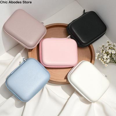 Mesh Pocket Digital Camera Case Hard Shell Zipper Closure Portable Camera Pouch Compact Size PU Leather Cable Organizer