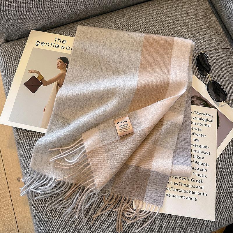 

Один шарф из чистой шерсти, классический британский шарф, унисекс, парный термошарф 188*32cm