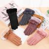 Women's Suede Velvet Bowknot Touchscreen Gloves - Warm & Cozy for Autumn/Winter