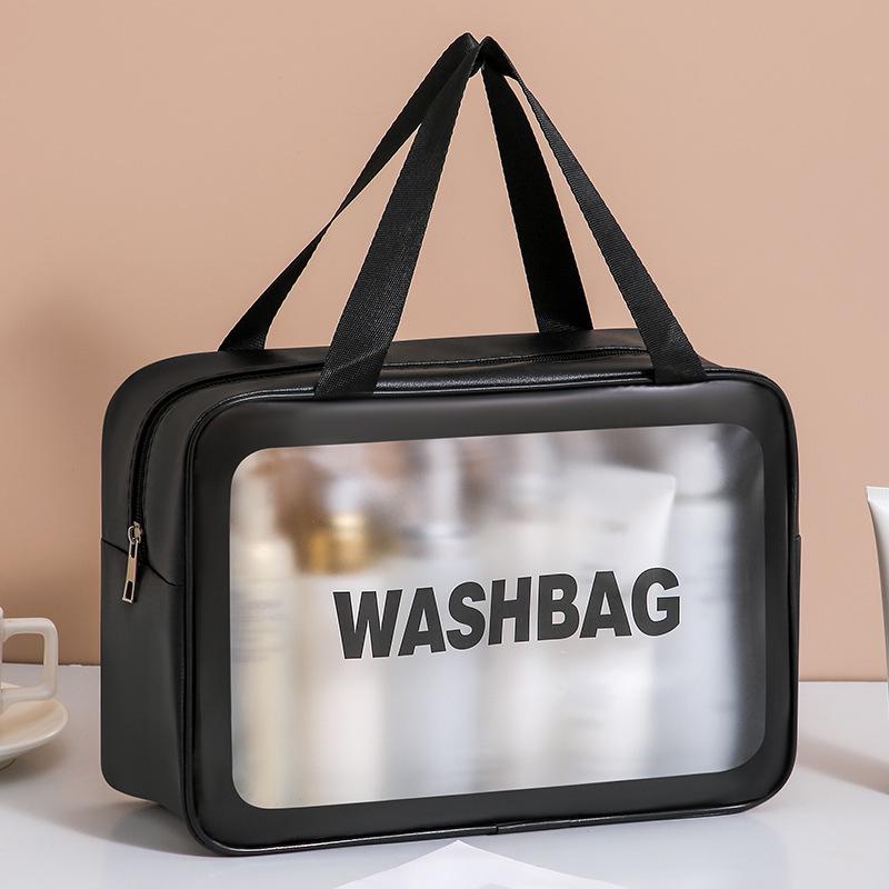 Large Waterproof Frosted Makeup Bag with Wet/Dry Separation, Portable Handheld Design