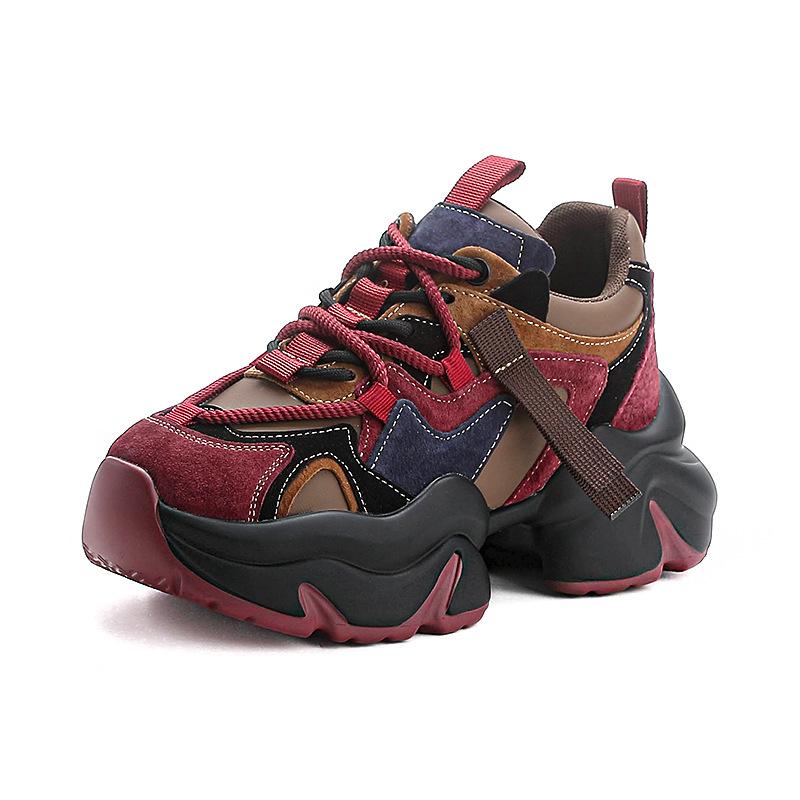 Nové univerzální výškově zvyšující dad shoes pro ženy, nové kožené sportovní a volnočasové boty na silné podrážce, prodyšné malé dámské boty
