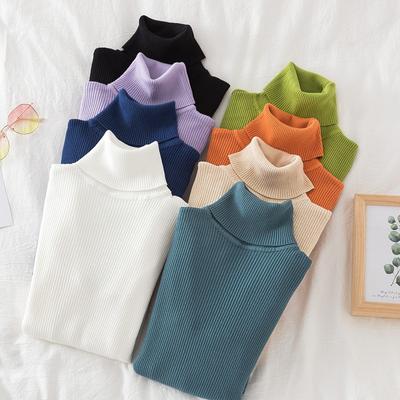 Autumn and Winter Turtleneck Sweaters Women Slim Fit Long Sleeve Tight Knitted Base Women's Sweater Elegant Solid Fashion Casual Lady Pullovers 25490