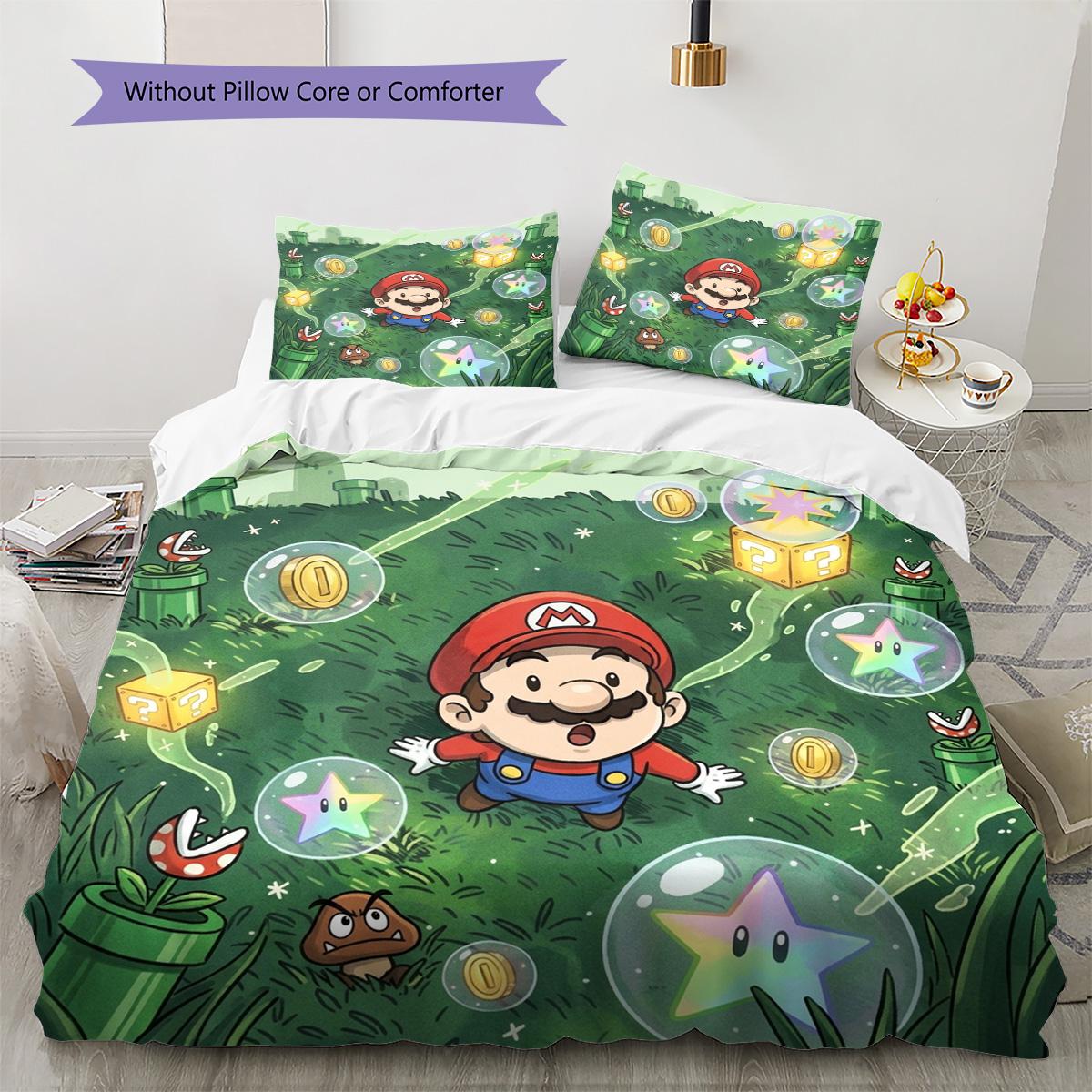 

Super Mario Pattern Bedding Quilt Set Quilt Cover Pillowcase Home Decoration Birthday Gift (1 * duvet cover + 2 * pillowcase, without core) 135x200cm