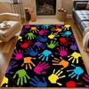 Colorful Hand Print Art Carpet for Living Room Bedroom Bedside Sofa Floor Mat Modern Home Decor Area Rug Kids Room for Gifs