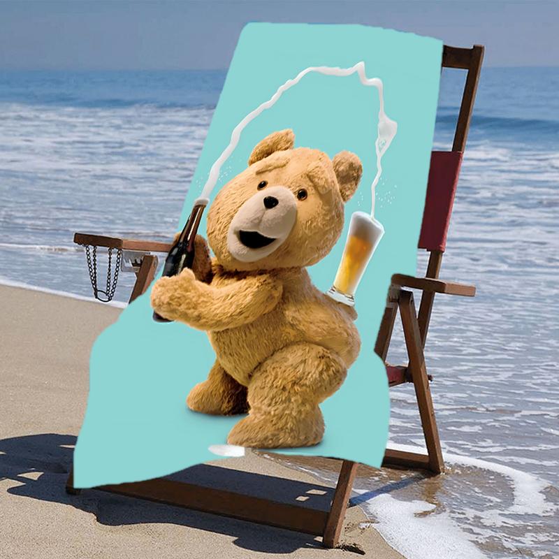 Proof Beach Towel with a Cartoon Teddy Bear Ted2 Pattern - Soft,absorbent,quick-drying,machine Washable - Perfect for Swimming,camping,bathing