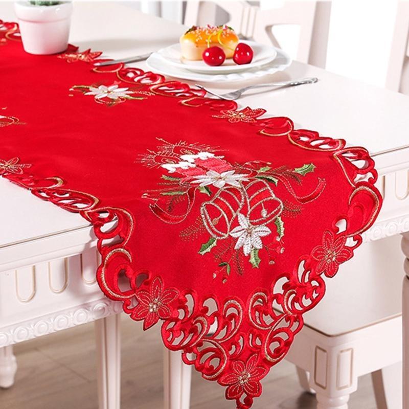 24TE Christmas Table Runners Dresser Scarves Unique Embroidery Design Excellent Gift