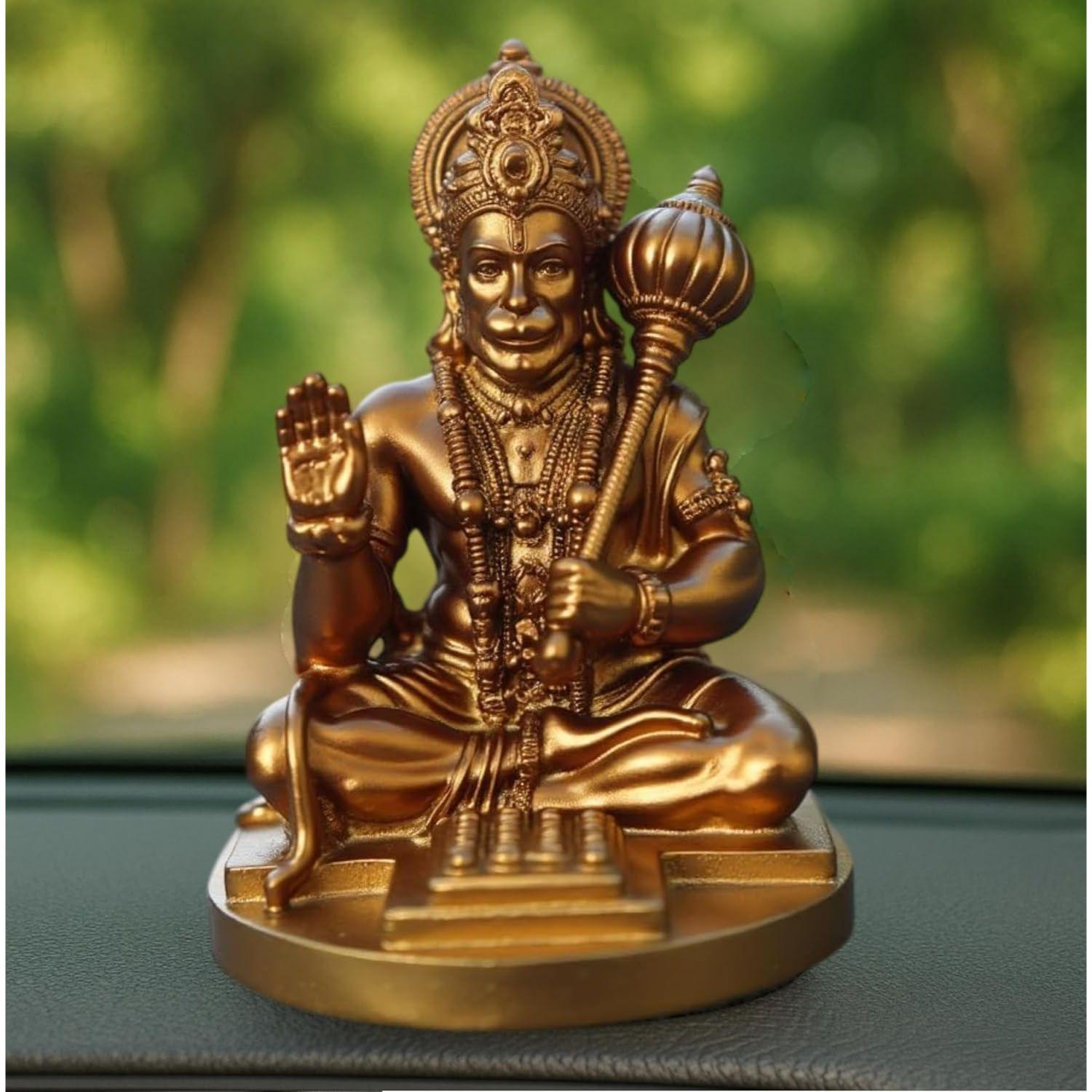 

4,5-дюймовая мурти Бахубали Ханумана Джи для приборной панели автомобиля, статуэтка идола Господа Ханумана для украшения дома и пуджи, изготовленная из смолы