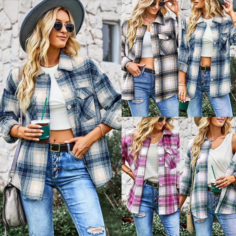 Designed Plaid Top 2025 Autumn and Winter Thick Mid-length Versatile Cardigan Jacket