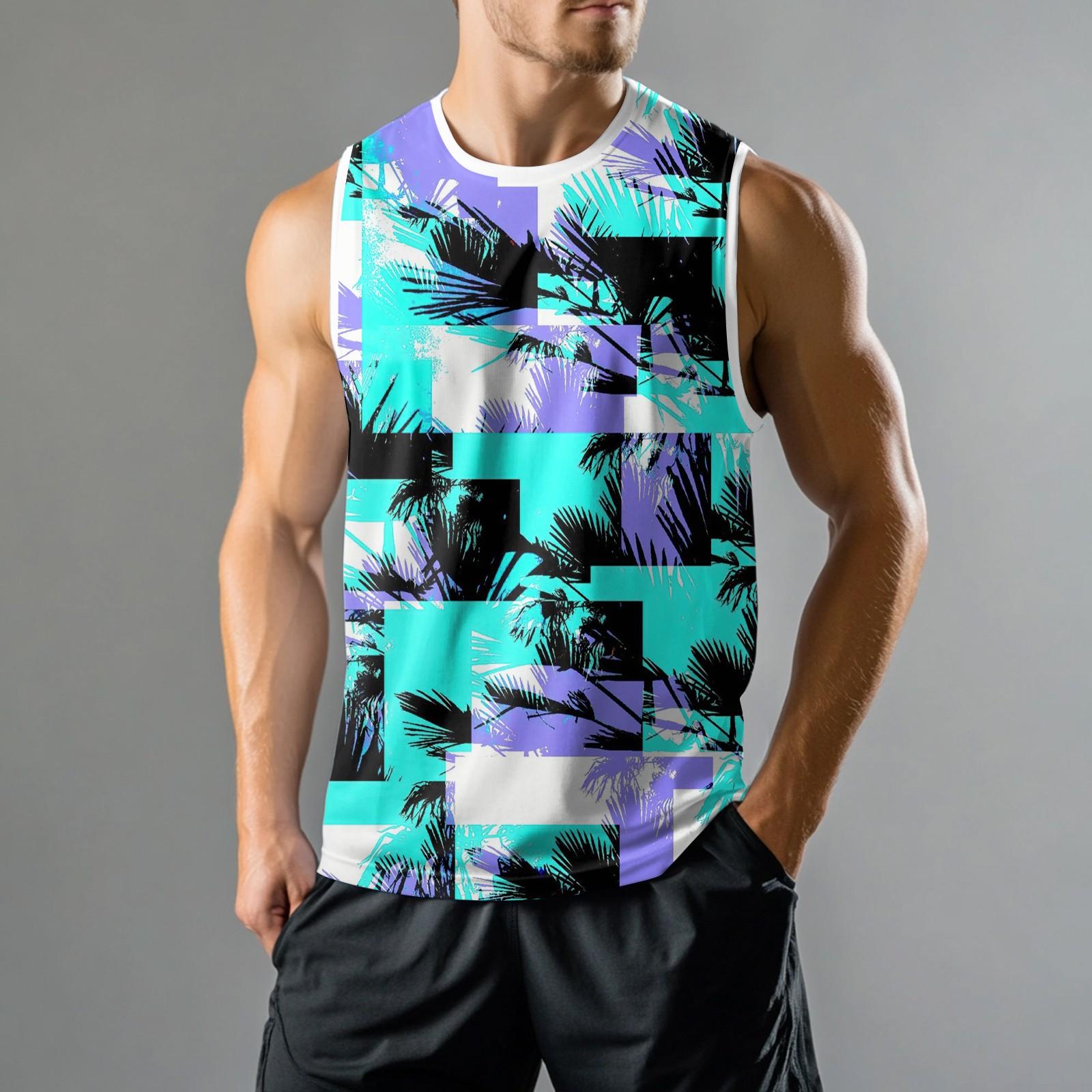

Men s Fashion Printed Sports Casual Sleeveless Vest S білий